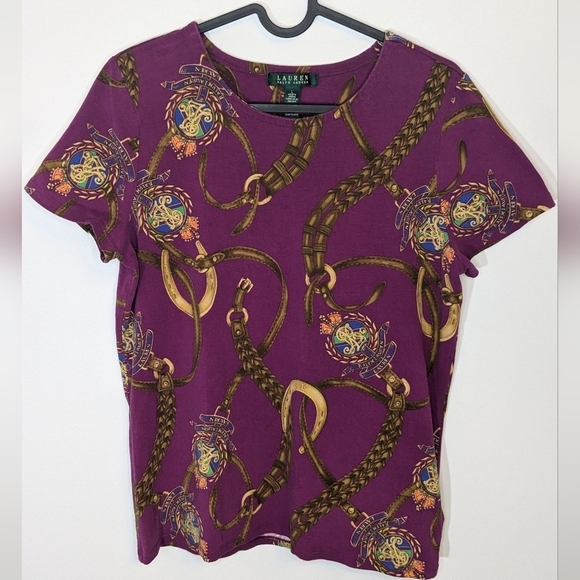 Lauren Ralph Lauren Tops - Lauren Ralph Lauren Short Sleeve T-shirt top Equestrian Details - Purple Size L